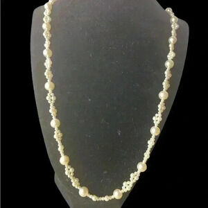 Faux Pearl Necklace with small and larger beads